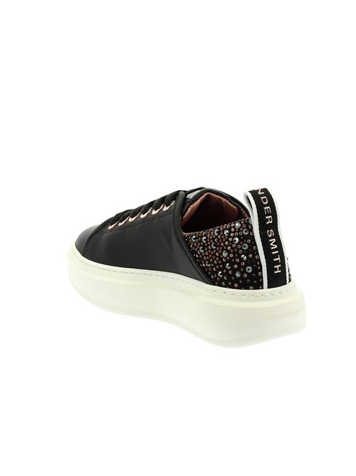 Wembley Woman sneakers da donna in pelle nera con tallone brillantinato ALEXANDER SMITH | WYW0506BLK